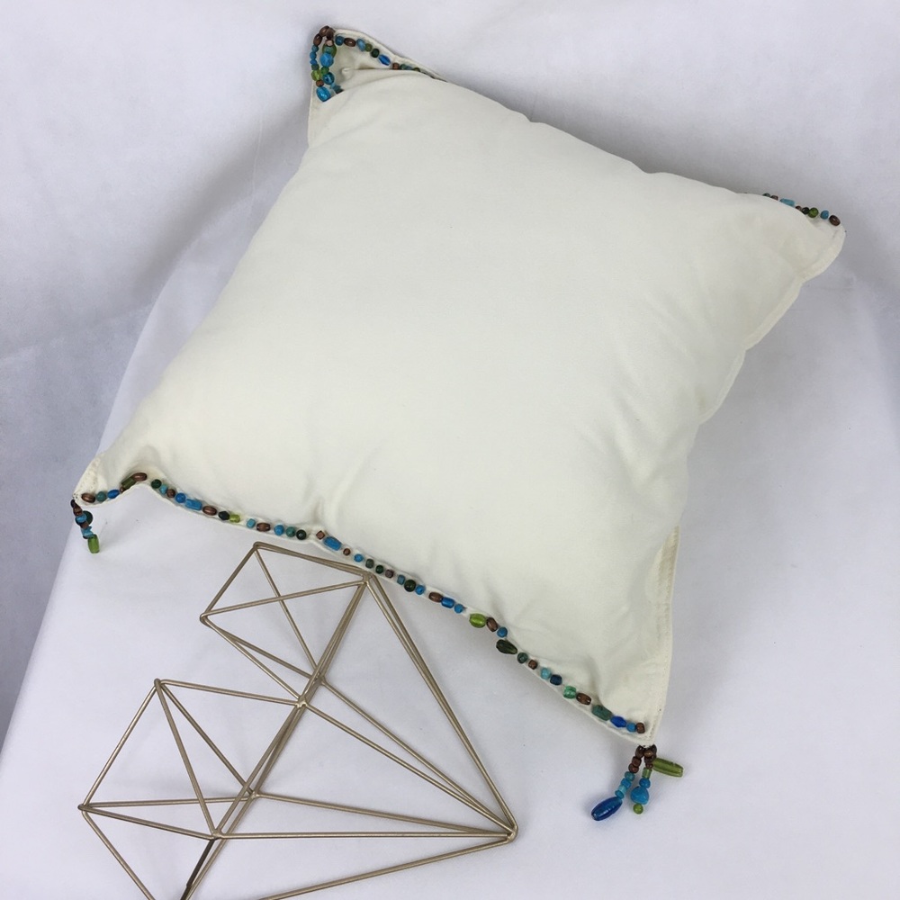 Turquoise & Glass Beaded Accent Pillow